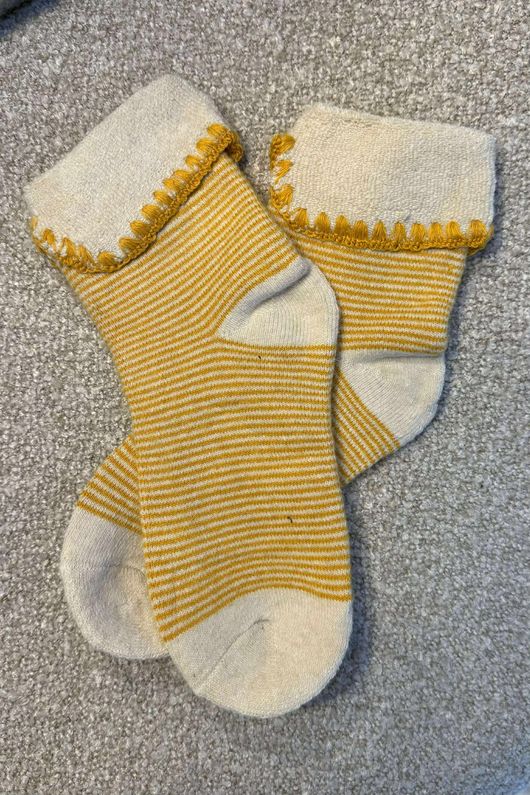 Laundry B Terry & Wool Luxury Socks Pinstripe Ochre